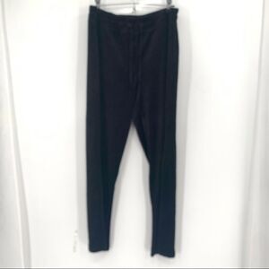 Onque Casual Black Velour Drawstring Waist Pull On lounge Pants